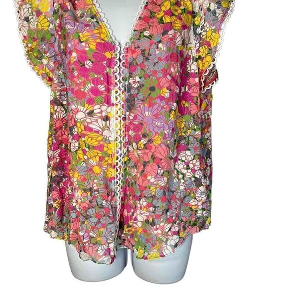 Kate‎ Spade Floral Dots Burnout Blouse in Pink Multicolor Size XS - Picture 3 of 10